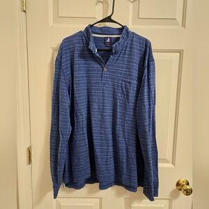 Johnnie-O Mens Henley Blue Striped Pullover Size XXL